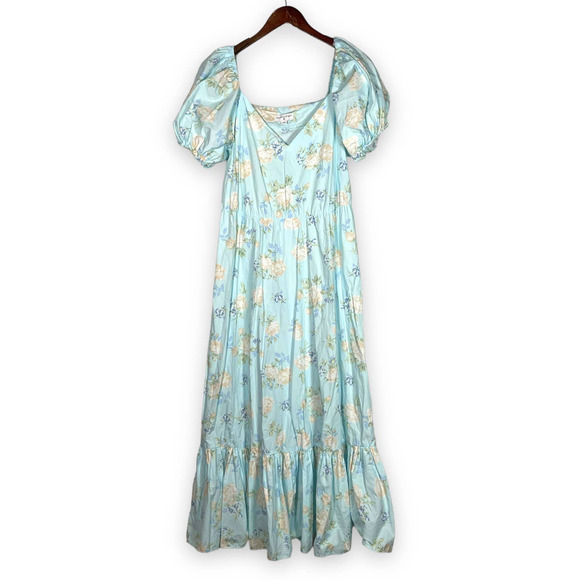 LoveShackFancy Dresses & Skirts - LoveShackFancy X Target floral Estelle blue maxi dress Sz 14 blue puff sleeve